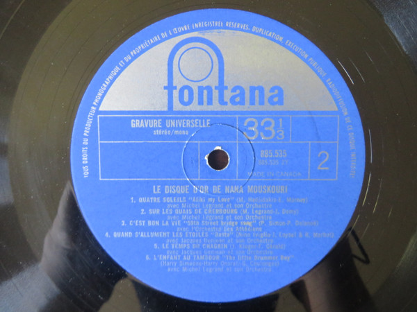 Nana Mouskouri - Le Disque D'Or De Nana Mouskouri | Fontana (885.535) - 4 Nana Mouskouri - Le Disque D'Or De Nana Mouskouri | Fontana (885.535) - 4