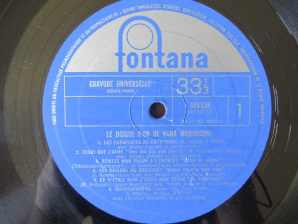 Nana Mouskouri - Le Disque D'Or De Nana Mouskouri | Fontana (885.535) - 3 Nana Mouskouri - Le Disque D'Or De Nana Mouskouri | Fontana (885.535) - 3