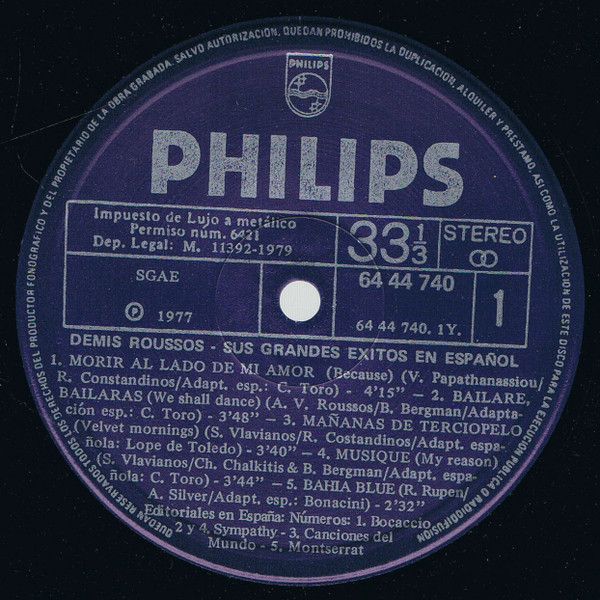 Demis Roussos - Sus Grandes Éxitos En Español | Philips (64 44 740) - 3 Demis Roussos - Sus Grandes Éxitos En Español | Philips (64 44 740) - 3