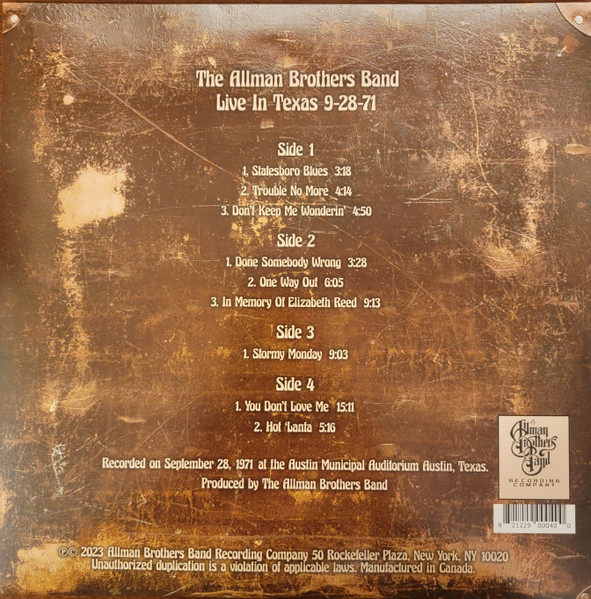 The Allman Brothers Band - Down In Texas '71 | The Allman Brothers Band Recording Company (ABBR00040) - 3 The Allman Brothers Band - Down In Texas '71 | The Allman Brothers Band Recording Company (ABBR00040) - 3