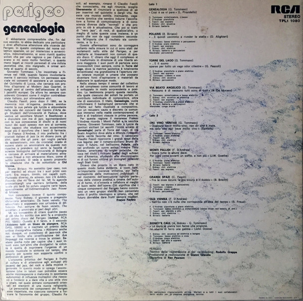 Perigeo - Genealogia | RCA Italiana (TPL1 1080) - 3 Perigeo - Genealogia | RCA Italiana (TPL1 1080) - 3