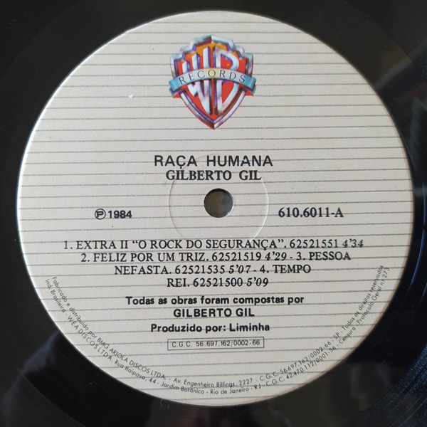 Gilberto Gil - Raça Humana | Warner Bros. Records (610.6011) - 4