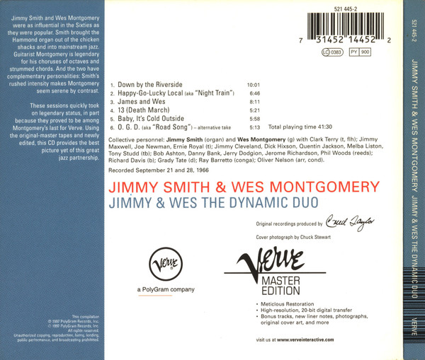 Jimmy Smith & Wes Montgomery - Jimmy & Wes - The Dynamic Duo CD | Verve Records (521 445-2) - 2 Jimmy Smith & Wes Montgomery - Jimmy & Wes - The Dynamic Duo CD | Verve Records (521 445-2) - 2
