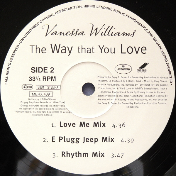 Vanessa Williams - The Way That You Love | Mercury (MERX 439) - 2
