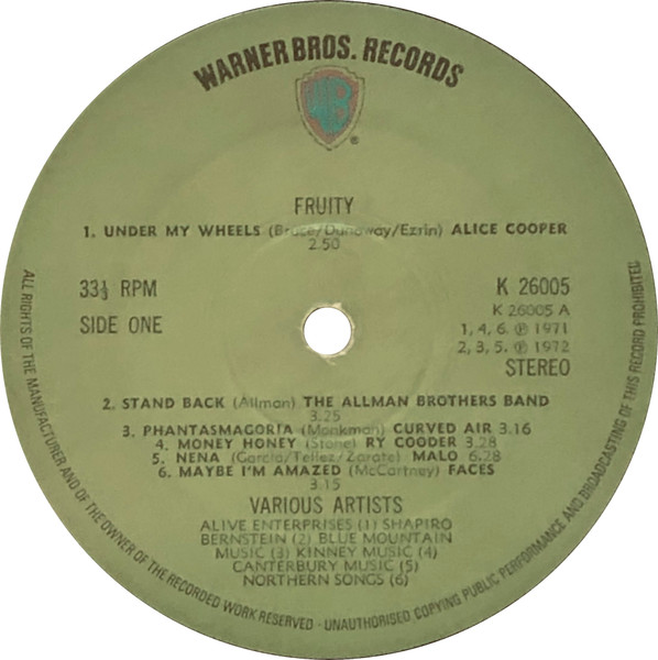 Various - Fruity | Warner Bros. Records (K 26005) - 3