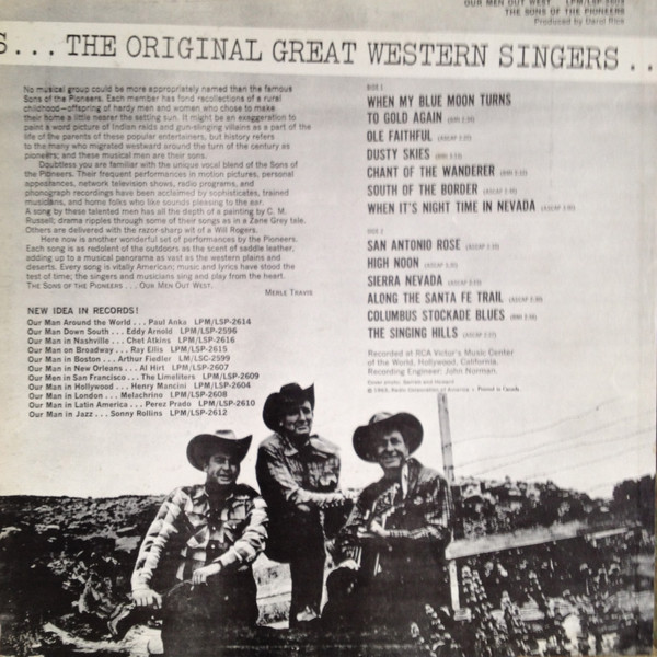 The Sons Of The Pioneers - Our Men Out West | RCA Victor (LSP-2603) - 2 The Sons Of The Pioneers - Our Men Out West | RCA Victor (LSP-2603) - 2