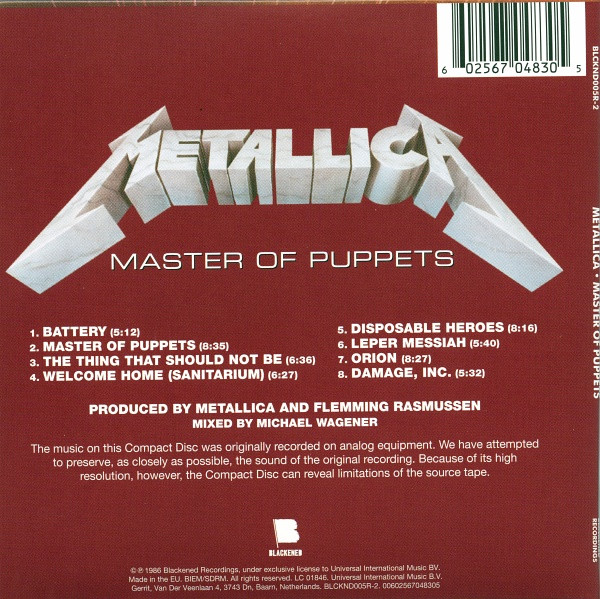 Metallica - Master Of Puppets | Blackened (BLCKND005R-2) - 2