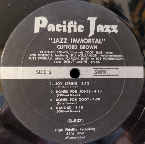 Clifford Brown featuring Zoot Sims - Jazz Immortal | Pacific Jazz (PJ-3) - 4 Clifford Brown featuring Zoot Sims - Jazz Immortal | Pacific Jazz (PJ-3) - 4