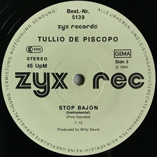 Tullio De Piscopo - Stop Bajon | ZYX Records (5139) - 3