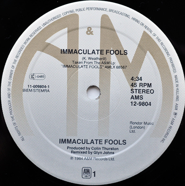 Immaculate Fools - Immaculate Fools | A&M Records (AMS 12.9804) - 3 Immaculate Fools - Immaculate Fools | A&M Records (AMS 12.9804) - 3
