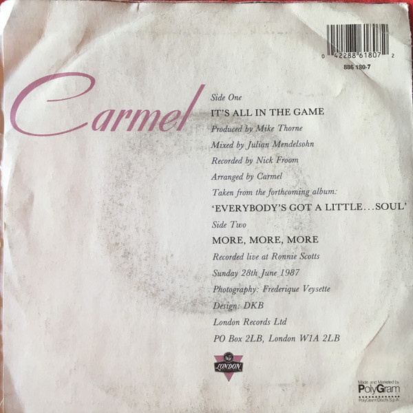 Carmel - It's All In The Game | London Records (886 180-7) - 2 Carmel - It's All In The Game | London Records (886 180-7) - 2