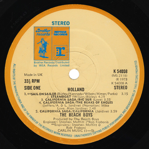 The Beach Boys - Holland | Reprise Records (K 54008) - 3