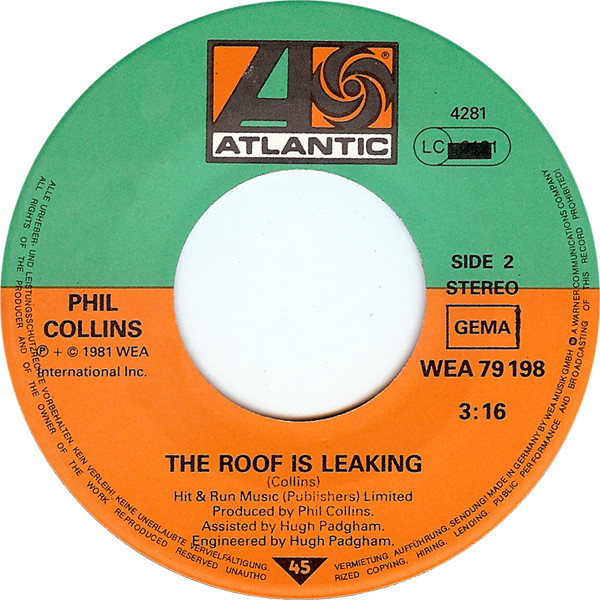 Phil Collins - In The Air Tonight | Atlantic (WEA 79 198) - 4