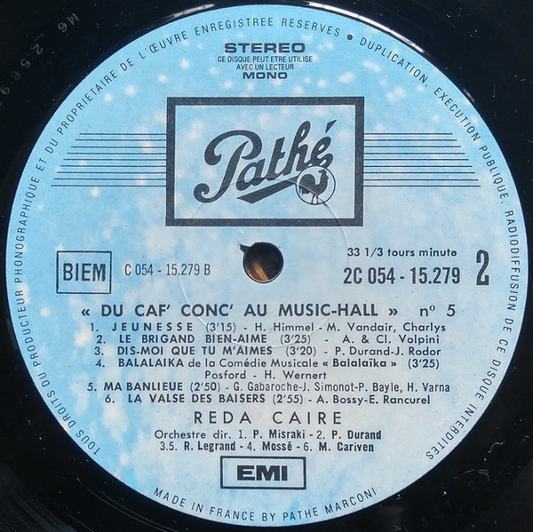 Reda Caire - Reda Caire Chante | Pathé (2C 054 - 15279) - 4 Reda Caire - Reda Caire Chante | Pathé (2C 054 - 15279) - 4