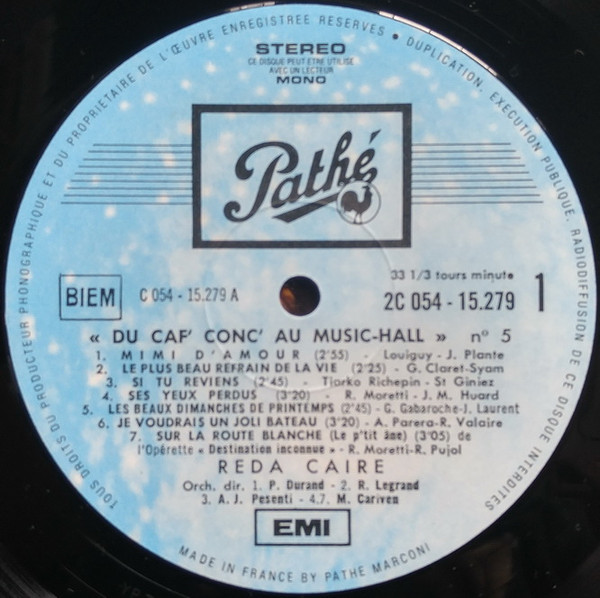 Reda Caire - Reda Caire Chante | Pathé (2C 054 - 15279) - 3 Reda Caire - Reda Caire Chante | Pathé (2C 054 - 15279) - 3