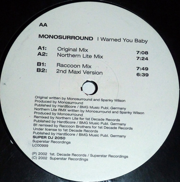 Monosurround - I Warned You Baby | Superstar Recordings (SUPER DJ 2050) - 3 Monosurround - I Warned You Baby | Superstar Recordings (SUPER DJ 2050) - 3