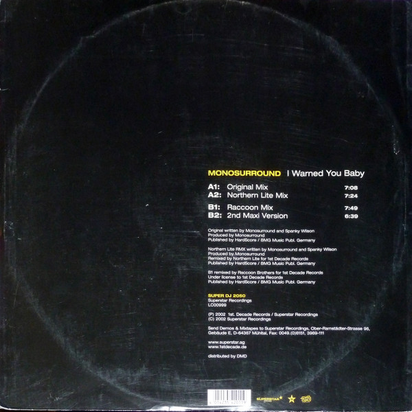 Monosurround - I Warned You Baby | Superstar Recordings (SUPER DJ 2050) - 2 Monosurround - I Warned You Baby | Superstar Recordings (SUPER DJ 2050) - 2