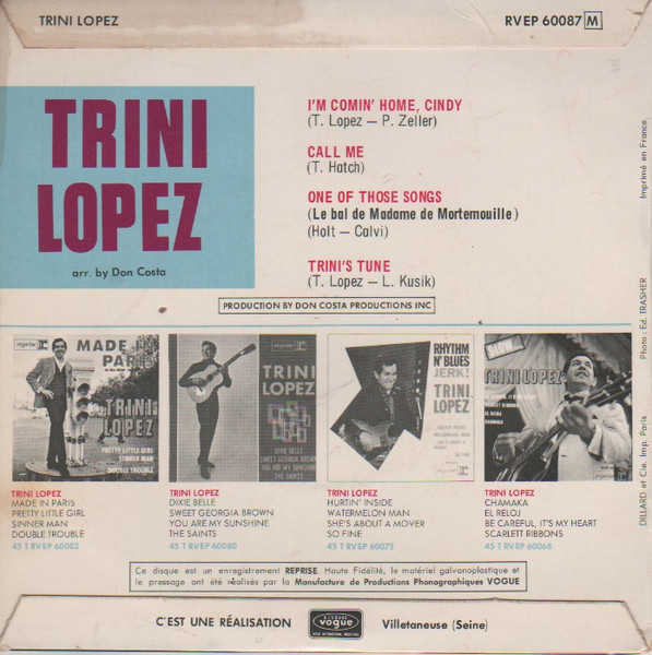 Trini Lopez - One Of Those Songs | Reprise Records (RVEP 60087) - 2