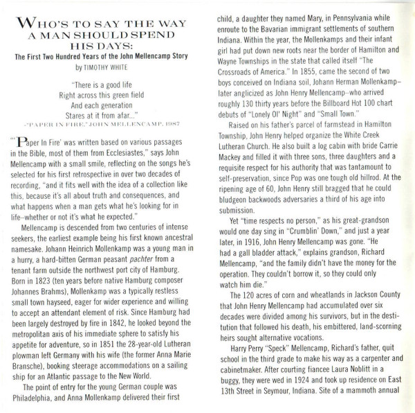 John Cougar Mellencamp - The Best That I Could Do (1978-1988) | Mercury (P2 36738) - 2 John Cougar Mellencamp - The Best That I Could Do (1978-1988) | Mercury (P2 36738) - 2