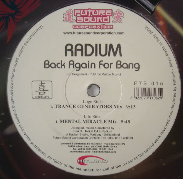 Radium - Back Again For Bang | Future Sound Corporation (FTS 015) - main