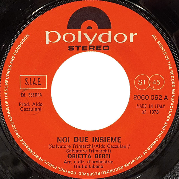 Orietta Berti - Noi Due Insieme | Polydor (2060 062) - 3