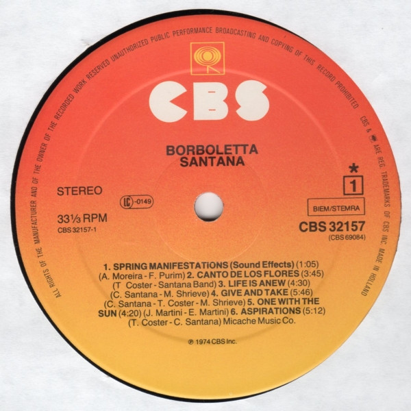 Santana - Borboletta | CBS (CBS 32157) - 2 Santana - Borboletta | CBS (CBS 32157) - 2