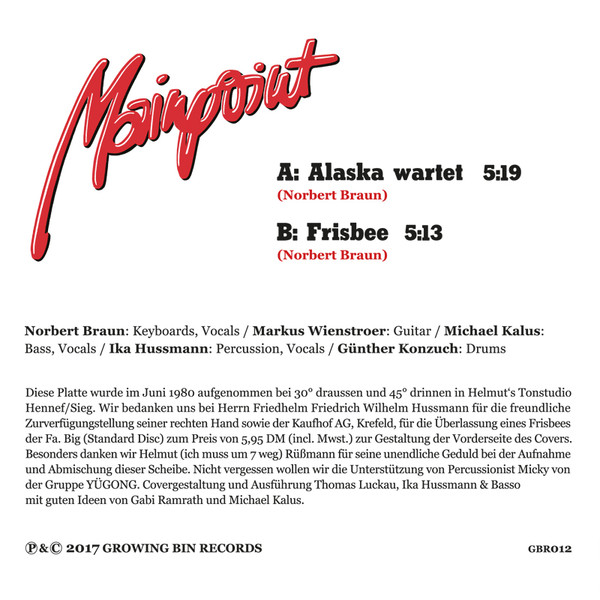 Mainpoint - Alaska Wartet / Frisbee | Growing Bin Records (GBR012) - 2 Mainpoint - Alaska Wartet / Frisbee | Growing Bin Records (GBR012) - 2