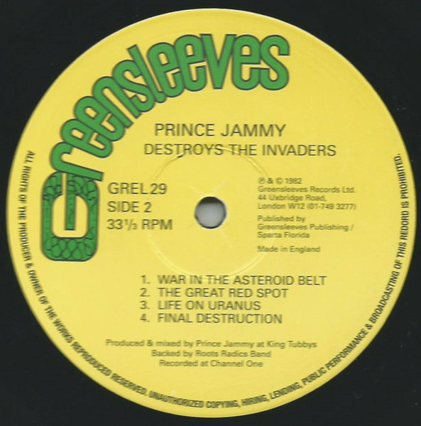 Prince Jammy - Prince Jammy Destroys The Invaders... | Greensleeves Records (GREL 29) - 3