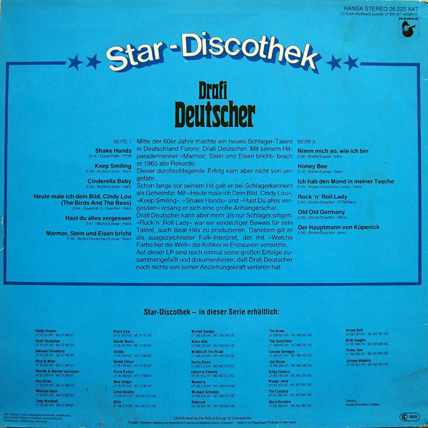 Drafi Deutscher - Star-Discothek | Hansa (26 225 XAT) - 2