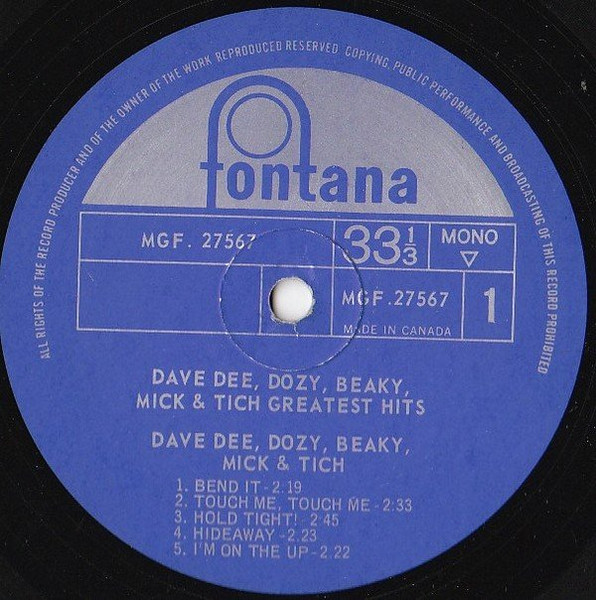 Dave Dee, Dozy, Beaky, Mick & Tich - Greatest Hits | Fontana (MGF 27567) - 3