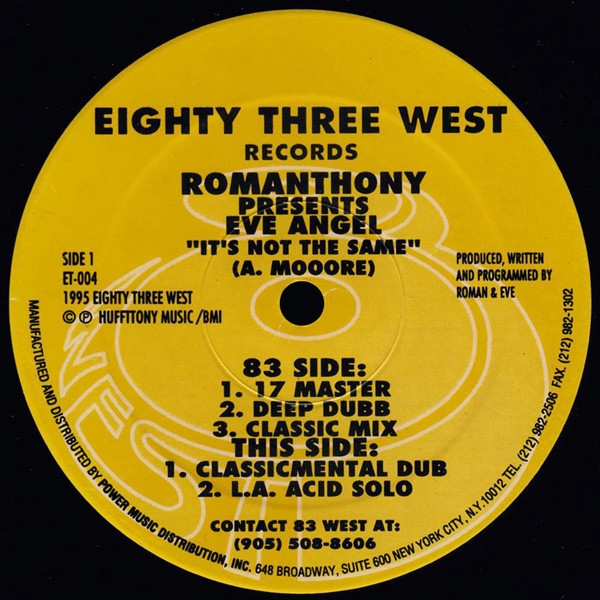 Romanthony Presents Eve Angel - It's Not The Same | 83 West Records (ET-004)