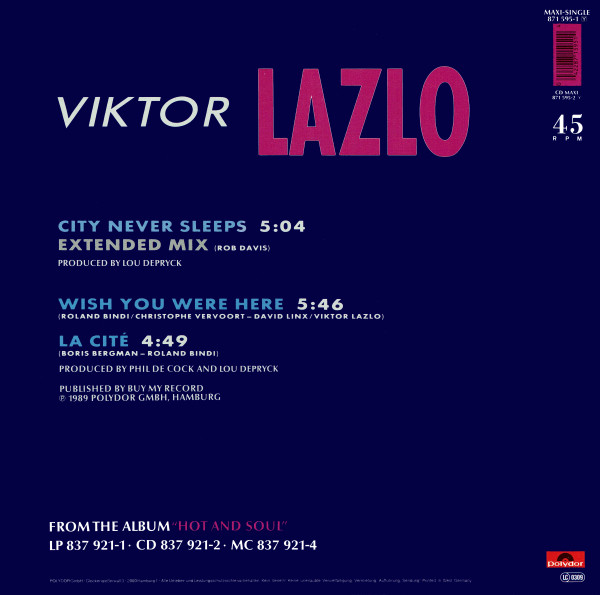 Viktor Lazlo - City Never Sleeps | Polydor (871 595-1) - 2 Viktor Lazlo - City Never Sleeps | Polydor (871 595-1) - 2