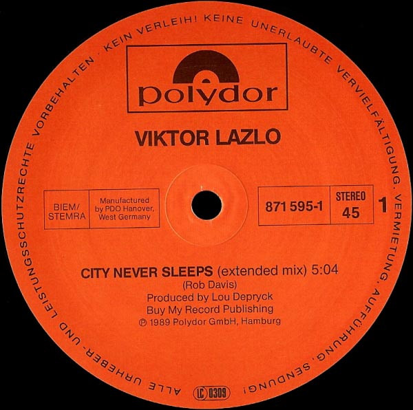 Viktor Lazlo - City Never Sleeps | Polydor (871 595-1) - 3 Viktor Lazlo - City Never Sleeps | Polydor (871 595-1) - 3