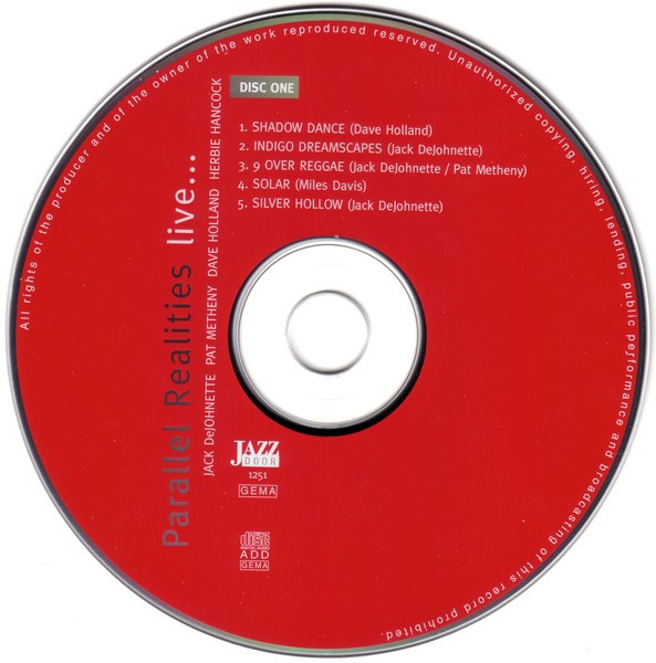 Jack DeJohnette , Pat Metheny , Herbie Hancock , Dave Holland - Parallel Realities Live... | Jazz Door (JD 1251/52) - 3