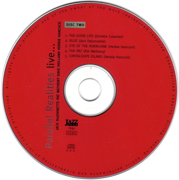 Jack DeJohnette , Pat Metheny , Herbie Hancock , Dave Holland - Parallel Realities Live... | Jazz Door (JD 1251/52) - 4
