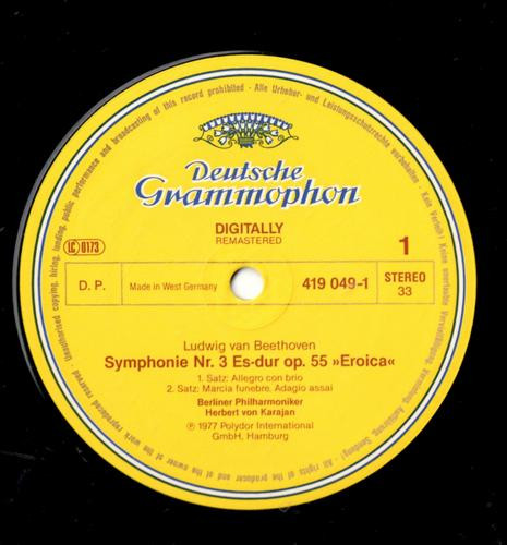 Ludwig van Beethoven , Berliner Philharmoniker , Herbert von Karajan - Symphony No. 3 »Eroica« / Overture: »Leonore III« | Deutsche Grammophon (419 049-1) - 3