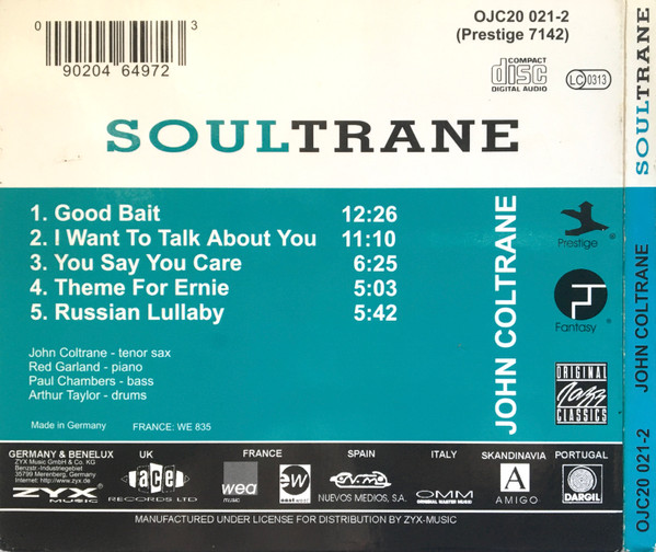 John Coltrane - Soultrane | Original Jazz Classics (OJC20 021-2) - 2