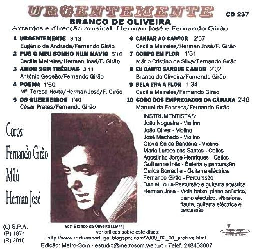 Branco de Oliveira - Urgentemente | Metro-Som (CD 237) - 4