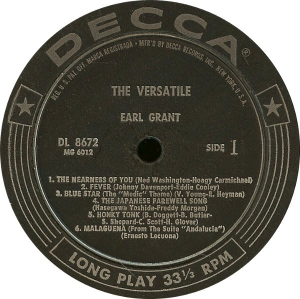 Earl Grant - The Versatile Earl Grant | Decca (DL 8672) - 2