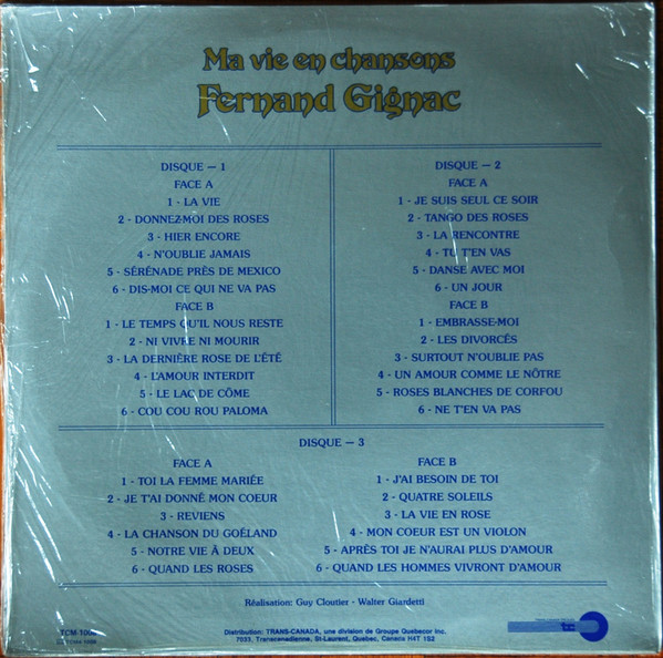 Fernand Gignac - Ma Vie En Chansons (3LP) [Vinyl] | Trans-Canada (TCM-1008) - 2