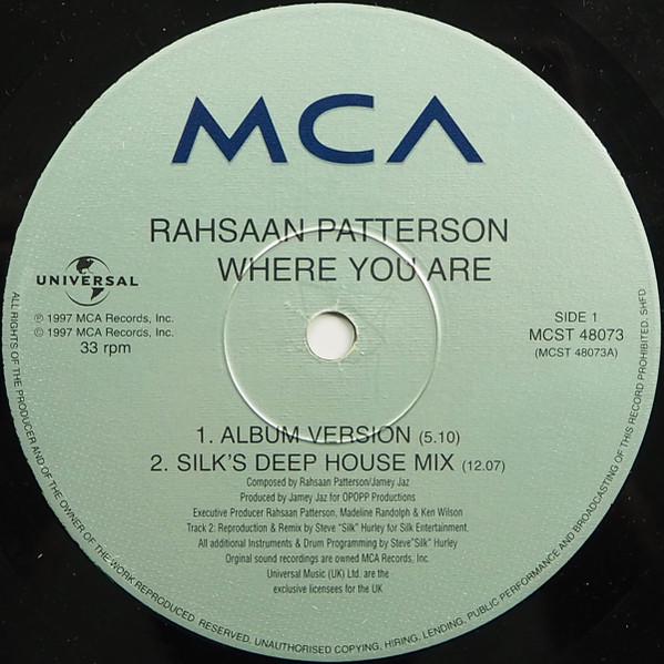 Rahsaan Patterson - Where You Are | MCA Records (MCST 48073) - 3 Rahsaan Patterson - Where You Are | MCA Records (MCST 48073) - 3