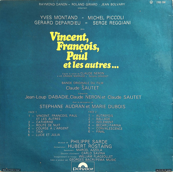 Philippe Sarde - Vincent, François, Paul Et Les Autres... (Bande Originale Du Film) | Polydor (2393 096) - 2