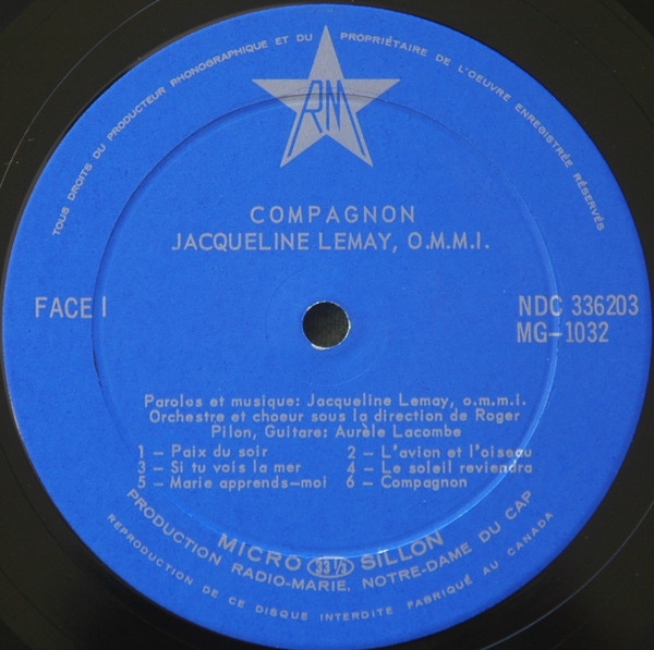 Jacqueline Lemay - Compagnon [Vinyl] | Radio-Marie (NDC 336203) - 3