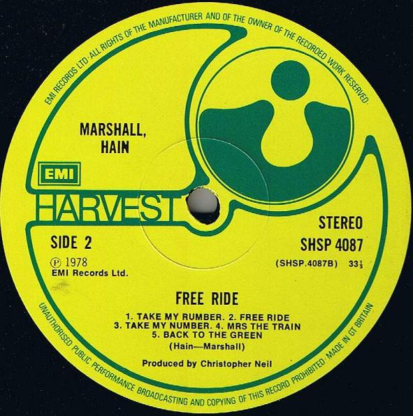 Marshall Hain - Free Ride | Harvest (SHSP 4087) - 4 Marshall Hain - Free Ride | Harvest (SHSP 4087) - 4