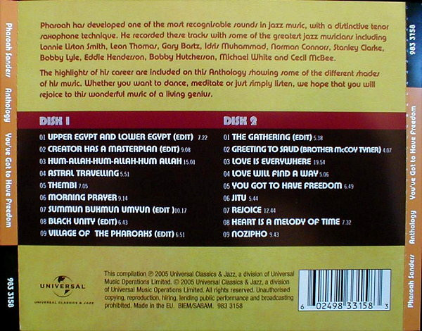 Pharoah Sanders - Anthology CD | Universal Classics & Jazz (983 3158) - 2 Pharoah Sanders - Anthology CD | Universal Classics & Jazz (983 3158) - 2