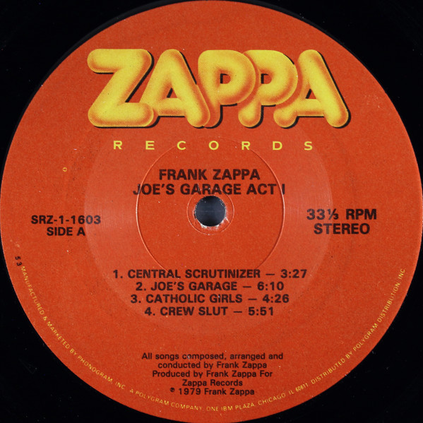 Frank Zappa - Joe's Garage Act I | Zappa Records (SRZ-1-1603) - 3