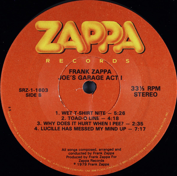 Frank Zappa - Joe's Garage Act I | Zappa Records (SRZ-1-1603) - 4