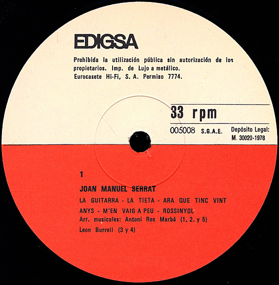 Joan Manuel Serrat - Antologia Catalana 1966-78 | Edigsa (005008) - 3