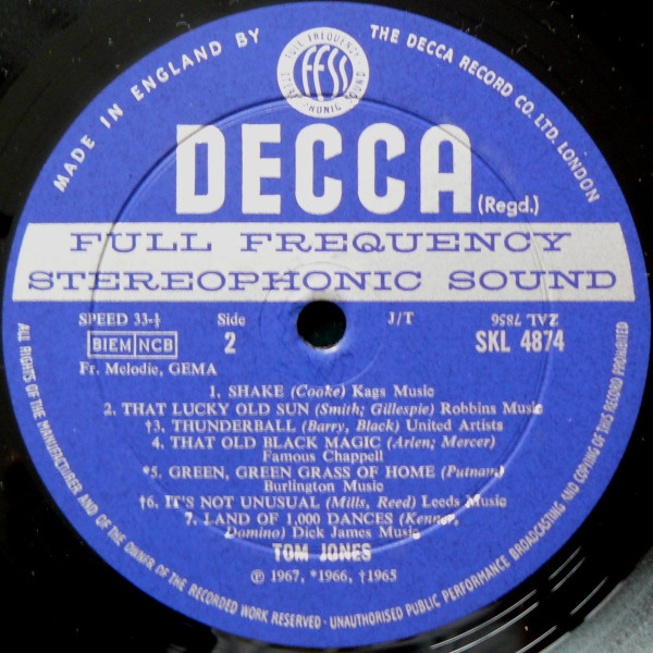 Tom Jones - Tom Jones Live! At The Talk Of The Town | Decca (SKL 4874) - 3