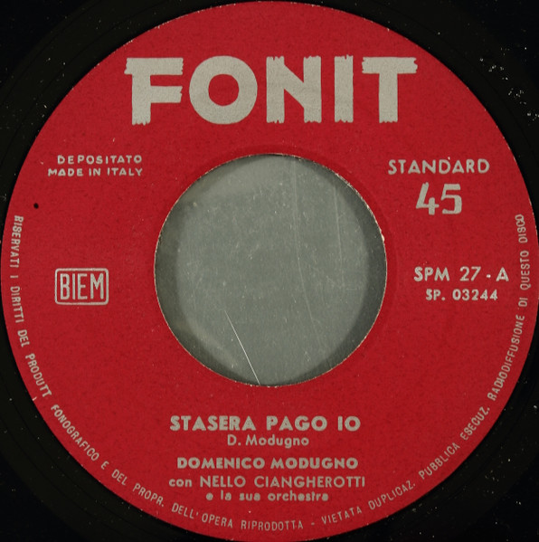 Domenico Modugno - Stasera Pago Io / Bagno Di Mare A Mezzanotte | Fonit (SPM. 27) - 3 Domenico Modugno - Stasera Pago Io / Bagno Di Mare A Mezzanotte | Fonit (SPM. 27) - 3